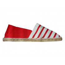 Espadrilles bicolores rayées rouges